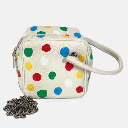Louis Vuitton Yayoi Kusama Monogram Empreinte Square Bag Chain Handbag Leather White