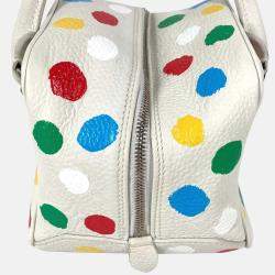 Louis Vuitton Yayoi Kusama Monogram Empreinte Square Bag Chain Handbag Leather White