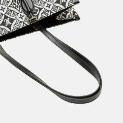 Louis Vuitton Monogram On The Go Gm Handbag Tote Bag Black White Blue Canvas Leather