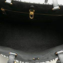 Louis Vuitton Monogram On The Go Gm Handbag Tote Bag Black White Blue Canvas Leather