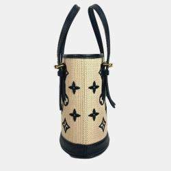 Louis Vuitton Monogram By The Pool Nano Bucket Bag Shoulder Crossbody Handbag Cotton Leather Noir Beige