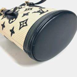 Louis Vuitton Monogram By The Pool Nano Bucket Bag Shoulder Crossbody Handbag Cotton Leather Noir Beige