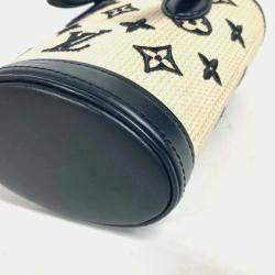 Louis Vuitton Monogram By The Pool Nano Bucket Bag Shoulder Crossbody Handbag Cotton Leather Noir Beige