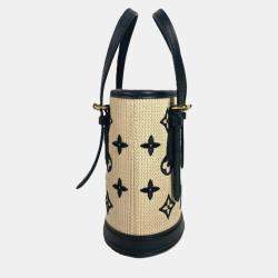 Louis Vuitton Monogram By The Pool Nano Bucket Bag Shoulder Crossbody Handbag Cotton Leather Noir Beige