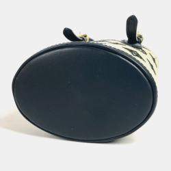 Louis Vuitton Monogram By The Pool Nano Bucket Bag Shoulder Crossbody Handbag Cotton Leather Noir Beige