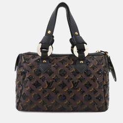 Louis Vuitton Monogram Eclipse Speedy 30 Handbag Brown Black Sequins