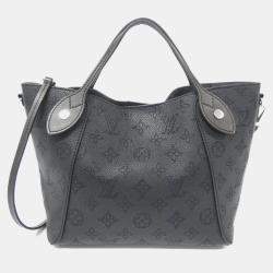 Pre Owned Louis Vuitton Hina PM Black Mahina Leather Tote Bag