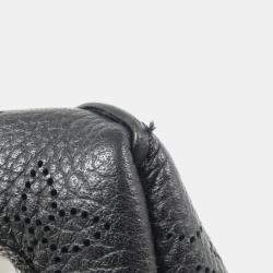 Pre Owned Louis Vuitton Hina PM Black Mahina Leather Tote Bag