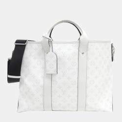 Louis Vuitton Weekend White Taiga Leather Tote Bag