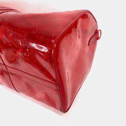 Pre Owned Louis Vuitton Keepall 50 Red Monogram Prism Vinyl Coated Canvas Boston Bag