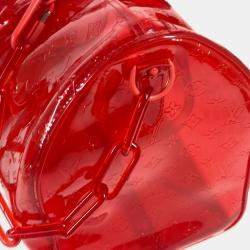 Pre Owned Louis Vuitton Keepall 50 Red Monogram Prism Vinyl Coated Canvas Boston Bag