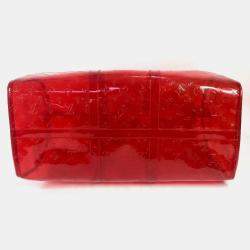 Pre Owned Louis Vuitton Keepall 50 Red Monogram Prism Vinyl Coated Canvas Boston Bag