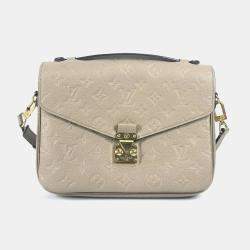 Pre Owned Louis Vuitton Pochette Metis Tourterelle Beige Monogram Empreinte Leather Shoulder Bag