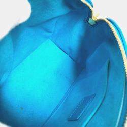 Pre Owned Louis Vuitton Speedy Bandouliere 20 Monogram Nanogram Calf Leather Blue Crossbody Bag 