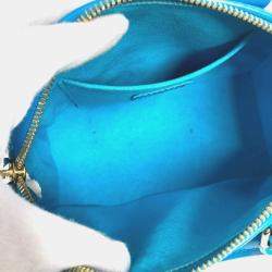 Pre Owned Louis Vuitton Speedy Bandouliere 20 Monogram Nanogram Calf Leather Blue Crossbody Bag 
