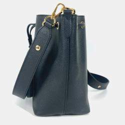  Louis Vuitton Lock Me Noir Leather Bucket Drawstring Handbag  