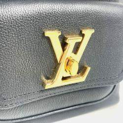  Louis Vuitton Lock Me Noir Leather Bucket Drawstring Handbag  