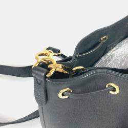  Louis Vuitton Lock Me Noir Leather Bucket Drawstring Handbag  