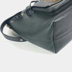  Louis Vuitton Lock Me Noir Leather Bucket Drawstring Handbag  