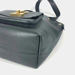  Louis Vuitton Lock Me Noir Leather Bucket Drawstring Handbag  