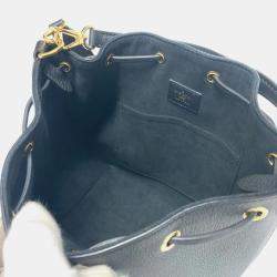  Louis Vuitton Lock Me Noir Leather Bucket Drawstring Handbag  