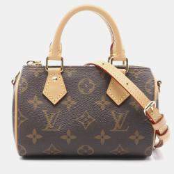 Louis Vuitton Nano Speedy Brown Coated Canvas Leather Monogram Handbag 