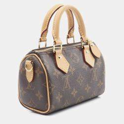 Louis Vuitton Nano Speedy Brown Coated Canvas Leather Monogram Handbag 