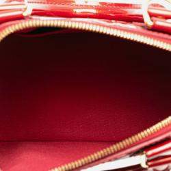Pre Owned Louis Vuitton Red Monogram Vernis Rayures Alma BB Bag