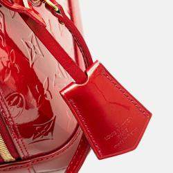 Pre Owned Louis Vuitton Red Monogram Vernis Rayures Alma BB Bag