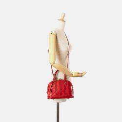 Pre Owned Louis Vuitton Red Monogram Vernis Rayures Alma BB Bag