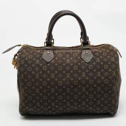 Louis Vuitton Fusain Monogram Mini Lin Canvas Speedy 30 Bag