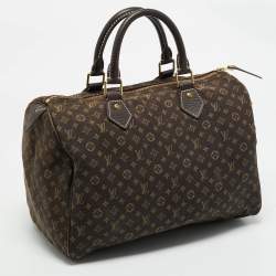 Louis Vuitton Fusain Monogram Mini Lin Canvas Speedy 30 Bag