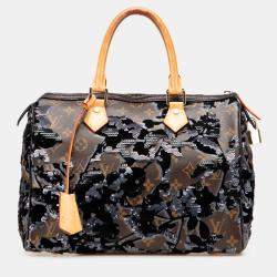 Pre Owned Louis Vuitton Brown Monogram Fleur De Jais Sequins Speedy 30