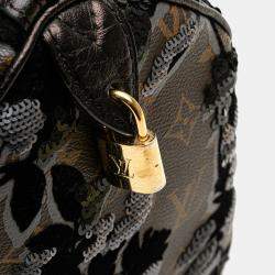 Pre Owned Louis Vuitton Brown Monogram Fleur De Jais Sequins Speedy 30