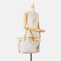Pre Owned Louis Vuitton Grey White Damier Azur Neverfull MM