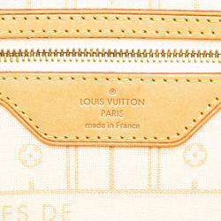 Pre Owned Louis Vuitton Grey White Damier Azur Neverfull MM