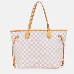 Pre Owned Louis Vuitton Grey White Damier Azur Neverfull MM