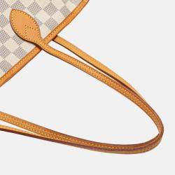 Pre Owned Louis Vuitton Grey White Damier Azur Neverfull MM