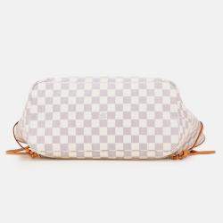 Pre Owned Louis Vuitton Grey White Damier Azur Neverfull MM