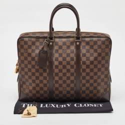 Pre Owned Louis Vuitton Damier Ebene Canvas Porte Documents Voyage GM Bag