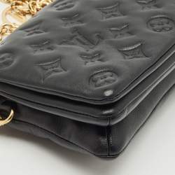 Pre Owned Louis Vuitton Black Monogram Leather Coussin Pochette Bag