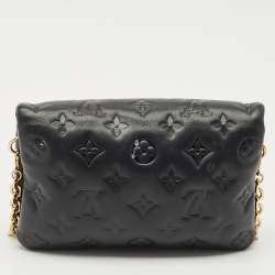 Pre Owned Louis Vuitton Black Monogram Leather Coussin Pochette Bag