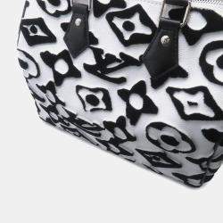 Pre Owned Louis Vuitton Speedy Bandouliere 25 White Noir Urs Fischer Monogram Canvas Boston Bag