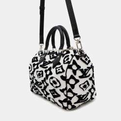 Pre Owned Louis Vuitton Speedy Bandouliere 25 White Noir Urs Fischer Monogram Canvas Boston Bag