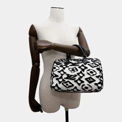 Pre Owned Louis Vuitton Speedy Bandouliere 25 White Noir Urs Fischer Monogram Canvas Boston Bag