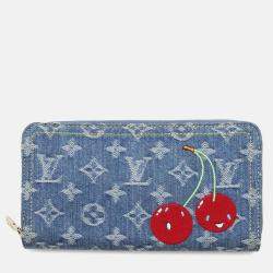 Louis Vuitton Blue Takashi Murakami Monogram Cherry Denim Zippy Wallet