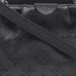 Pre Owned Louis Vuitton Black Monogram Mahina Leather Mini Scala Pouch