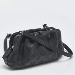 Pre Owned Louis Vuitton Black Monogram Mahina Leather Mini Scala Pouch