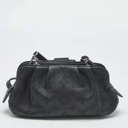Pre Owned Louis Vuitton Black Monogram Mahina Leather Mini Scala Pouch