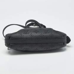 Pre Owned Louis Vuitton Black Monogram Mahina Leather Mini Scala Pouch